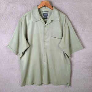 Alexander Lloyd Menswear Shirt Men 1XL Green Check Sueded Microfiber Button Down